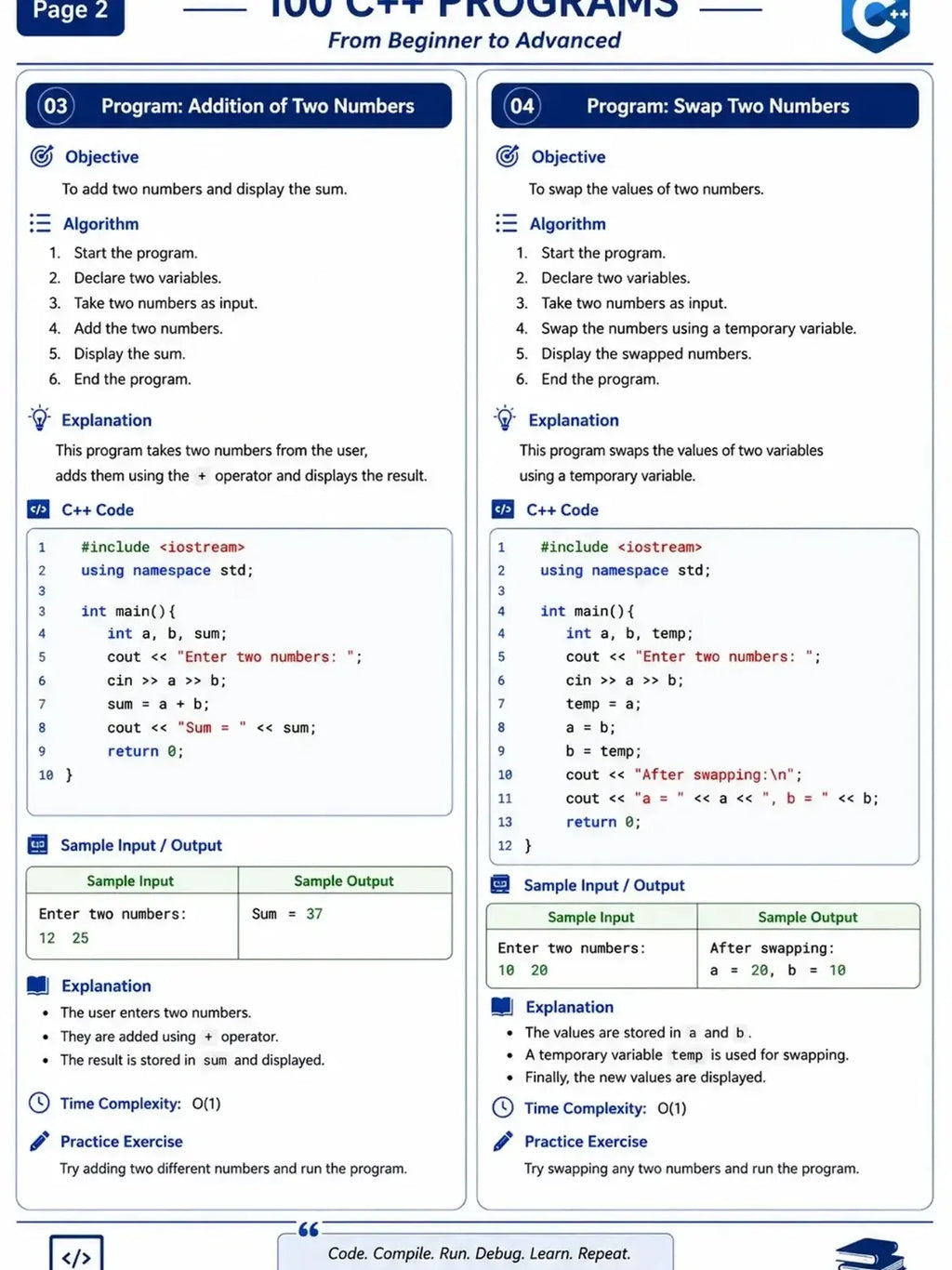 C++ 100 PROGRAMS