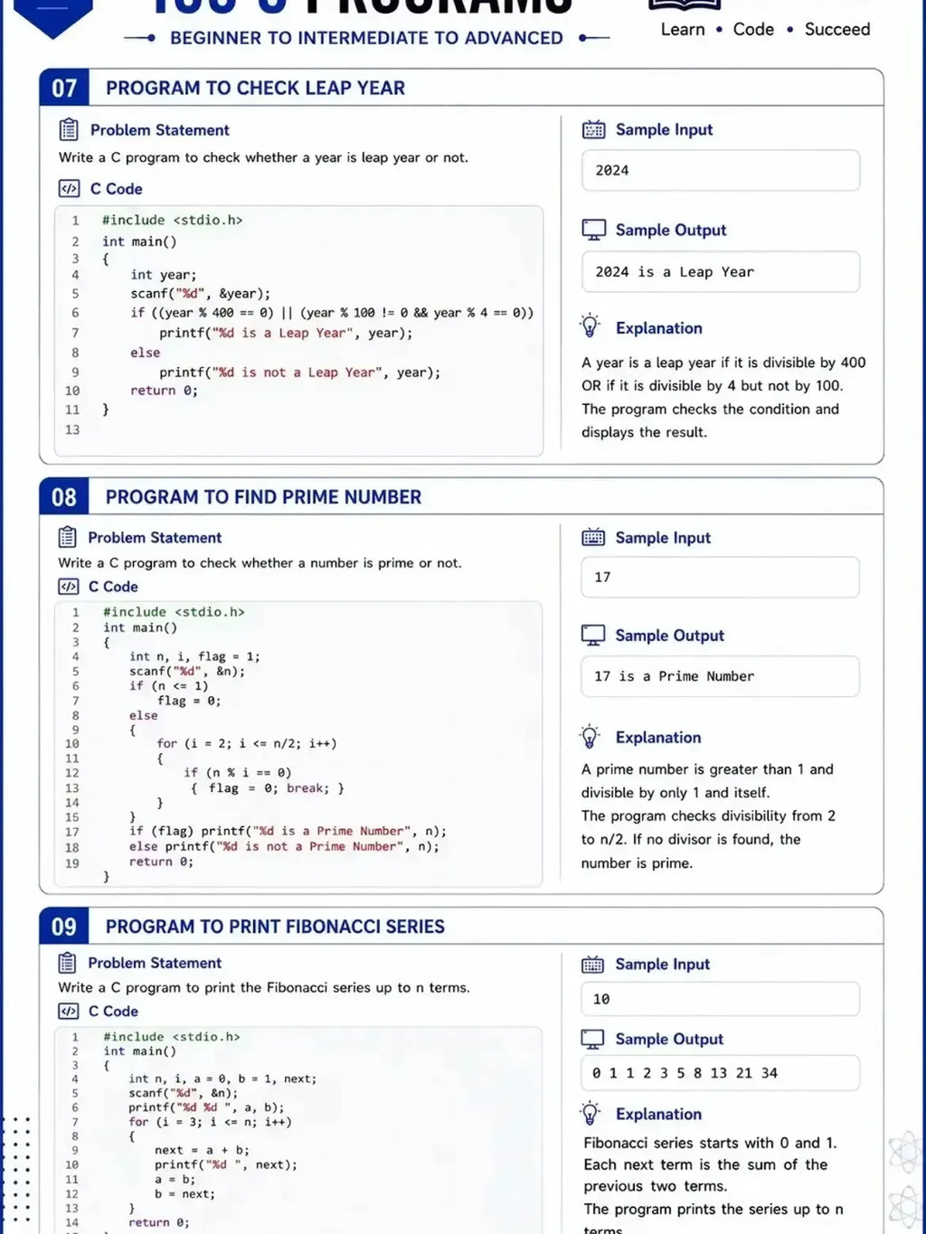 C 100 PROGRAMS